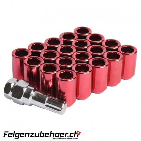 Radmuttern Tuner rot M12X1.25 Stahl Kegelbund